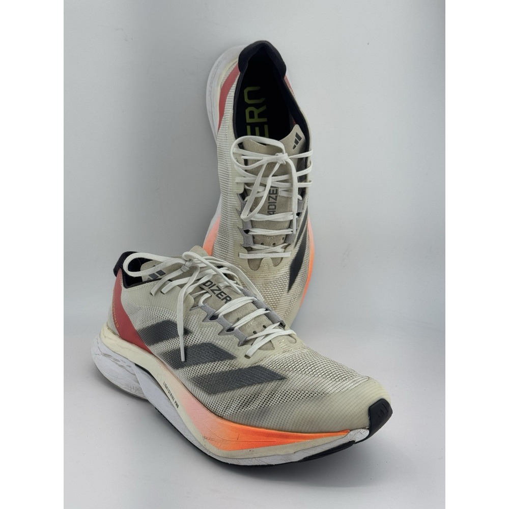 adidas Adizero Boston 12 Cloud White Aurora Solar Red Glass Fibre Men's SIZE 9.5 - Picture 6 of 9